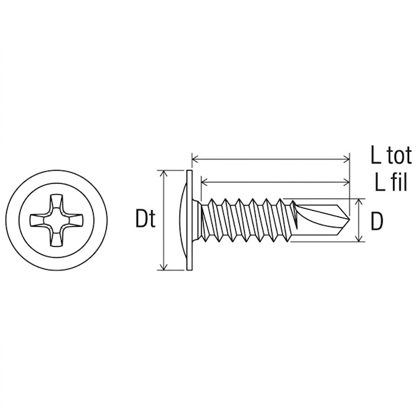 Mustad Vite DRILLEX Autoperforante Testa Fungo Flangiata (FFLL) a Croce PH Chromiting - MUSTAD - Immagine 3